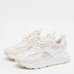 Burberry White Leather and Mesh Low Top Sneakers Size 45
