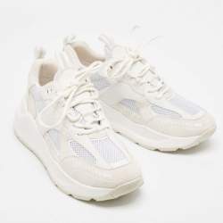 Burberry White Leather and Mesh Low Top Sneakers Size 45