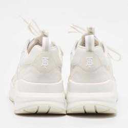 Burberry White Leather and Mesh Low Top Sneakers Size 45