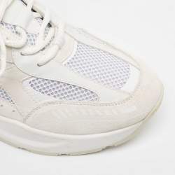 Burberry White Leather and Mesh Low Top Sneakers Size 45
