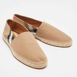 Burberry Beige Pateman Check Canvas Slip On Espadrilles Size 42