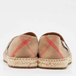 Burberry Beige Pateman Check Canvas Slip On Espadrilles Size 42