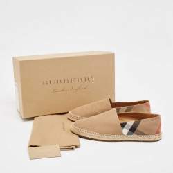 Burberry Beige Pateman Check Canvas Slip On Espadrilles Size 42