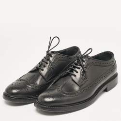 Pre Owned Burberry Black Brogue Leather Lace Up Derby Size 42