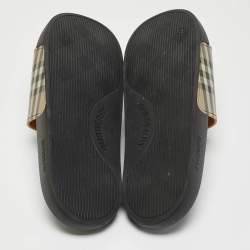 Burberry Beige Nova Check Rubber Flat Slides Sandals Size 45