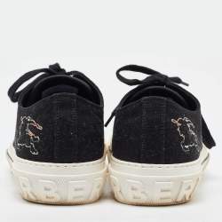 Burberry Black Canvas Jack Print Low Top Sneakers Size 44