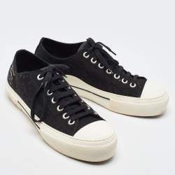 Burberry Black Canvas Jack Print Low Top Sneakers Size 44