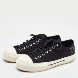 Burberry Black Canvas Jack Print Low Top Sneakers Size 44