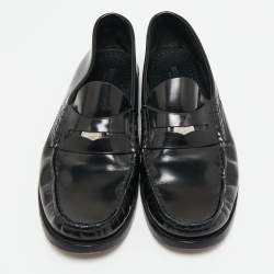 Burberry Black Brushed Leather Rupert Loafers Size 41