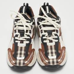 Burberry Brown Vintage Check Canvas and Leather Sean Sneakers Size 38
