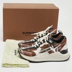 Burberry Brown Vintage Check Canvas and Leather Sean Sneakers Size 38