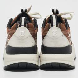Burberry Brown Vintage Check Canvas and Leather Sean Sneakers Size 38