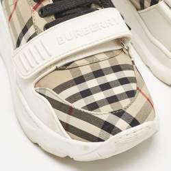 Burberry Brown Canvas and Leather Sean Low Top Sneakers Size 41