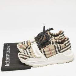 Burberry Brown Canvas and Leather Sean Low Top Sneakers Size 41