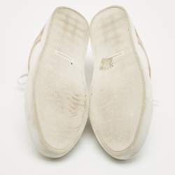 Burberry White/Beige Leather and Canvas Reeth Low Top Sneakers Size 46