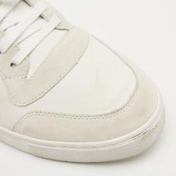 Burberry White/Beige Leather and Canvas Reeth Low Top Sneakers Size 46