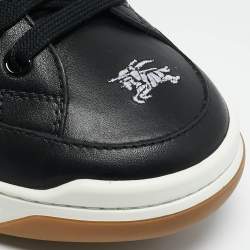 Burberry Black Leather Timsbury Low Top Sneakers Size 42.5