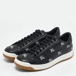 Burberry Black Leather Timsbury Low Top Sneakers Size 42.5
