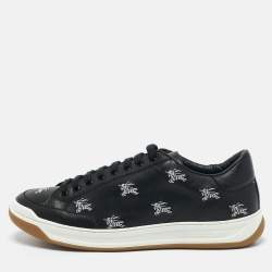 Burberry Black Leather Timsbury Low Top Sneakers Size 42.5