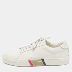 Burberry White Leather Low Top Sneakers Size 44
