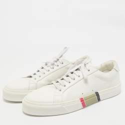 Burberry White Leather Low Top Sneakers Size 44