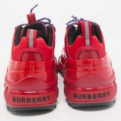 Burberry Red Coated Fabric and Nylon Arthur Sneakers Size 42