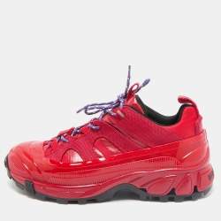 Burberry Red Coated Fabric and Nylon Arthur Sneakers Size 42