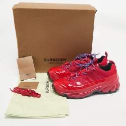Burberry Red Coated Fabric and Nylon Arthur Sneakers Size 42