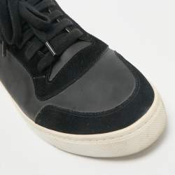 Burberry Black House Check Leather and Suede Reeth Low Top Sneakers Size 43