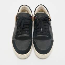 Burberry Black House Check Leather and Suede Reeth Low Top Sneakers Size 43