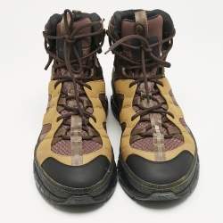 Burberry Multicolor Mesh and Nubuck Leather Union Boots Size 43