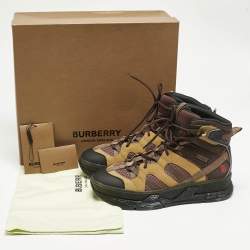 Burberry Multicolor Mesh and Nubuck Leather Union Boots Size 43