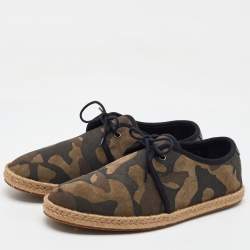 Burberry Multicolor Camouflage Print Suede Carlson Lace Up Espadrille Flats Size 43