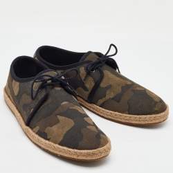 Burberry Multicolor Camouflage Print Suede Carlson Lace Up Espadrille Flats Size 43