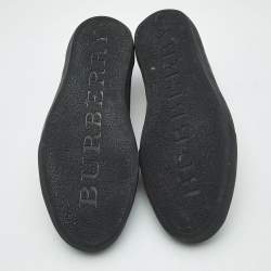 Burberry Black House Check Leather and Canvas Reeth Low Top Sneakers Size 43