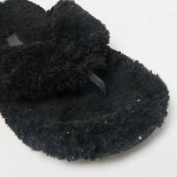 Burberry Black Shearling Furnival Flats Size 43