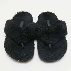 Burberry Black Shearling Furnival Flats Size 43