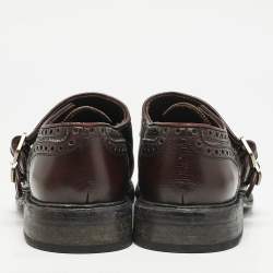 Burberry Burgundy Leather Delmar Monk Strap Brogues Size 41