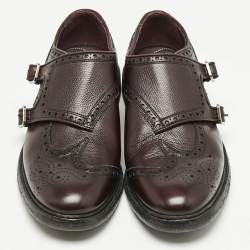 Burberry Burgundy Leather Delmar Monk Strap Brogues Size 41
