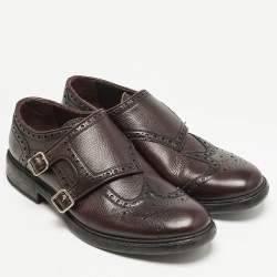 Burberry Burgundy Leather Delmar Monk Strap Brogues Size 41