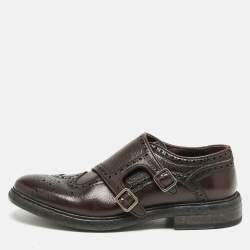 Burberry Burgundy Leather Delmar Monk Strap Brogues Size 41