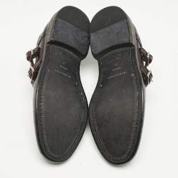 Burberry Burgundy Leather Delmar Monk Strap Brogues Size 41