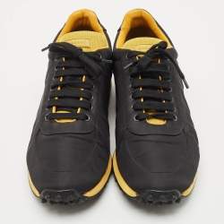 Pre Owned Burberry Black/Yellow Nylon and Suede Low Top Sneakers Size 43