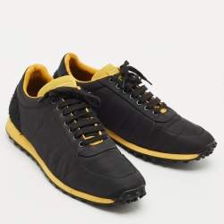 Pre Owned Burberry Black/Yellow Nylon and Suede Low Top Sneakers Size 43