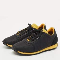 Pre Owned Burberry Black/Yellow Nylon and Suede Low Top Sneakers Size 43