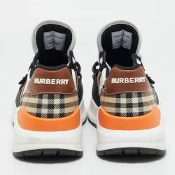 Pre Owned Burberry Multicolor Canvas and Leather Ramsey Low Top Sneakers Size 44