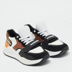 Pre Owned Burberry Multicolor Canvas and Leather Ramsey Low Top Sneakers Size 44