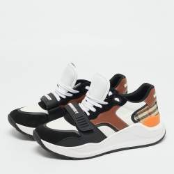 Pre Owned Burberry Multicolor Canvas and Leather Ramsey Low Top Sneakers Size 44