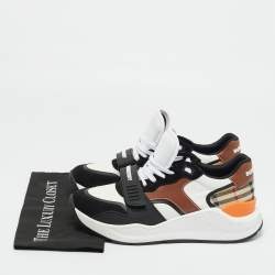Pre Owned Burberry Multicolor Canvas and Leather Ramsey Low Top Sneakers Size 44