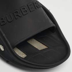 مملوكة مسبقًا Burberry Bucklow Size 45 Black Rubber Slippers